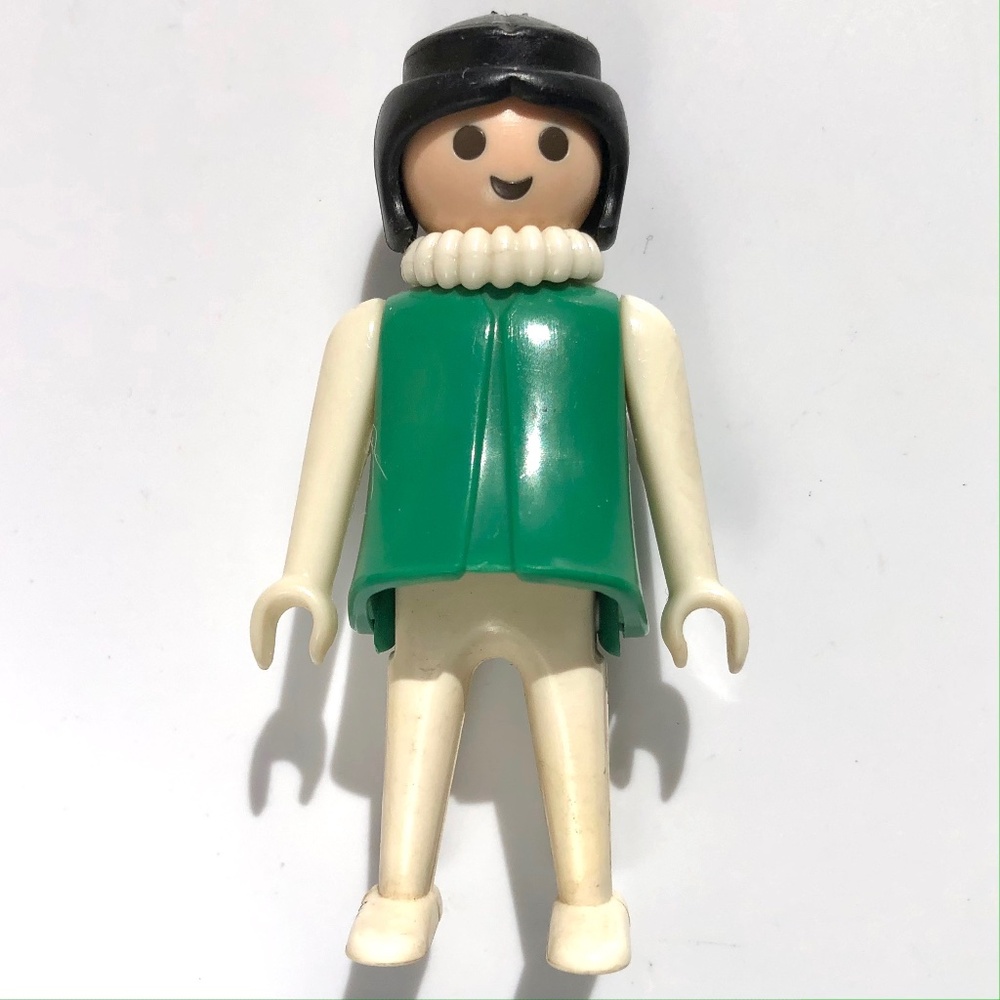 Playmobil Geobra Figure Vintage 1974 adult female Green Dress Black Hair